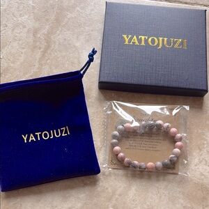 Pink and Gray Beaded Bracelet with Elastic Design